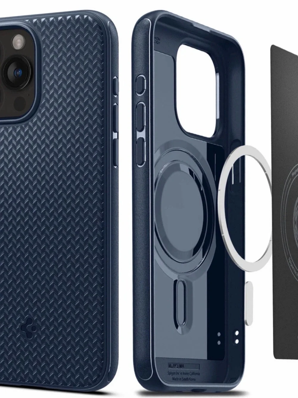 Blue Textured Protective iPhone 15 Pro Case - Spigen